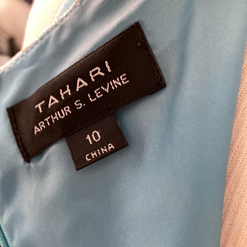 Tahari ASL Levine Blue Gold Rose Gold Fit and Flare Jacquard NWOT - Picture 6 of 6